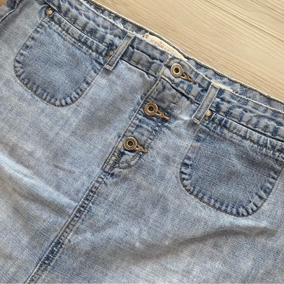 Vintage Y2K Hydraulic Denim Maxi Skirt Distressed Patchwork 13/14 - Picture 4 of 11